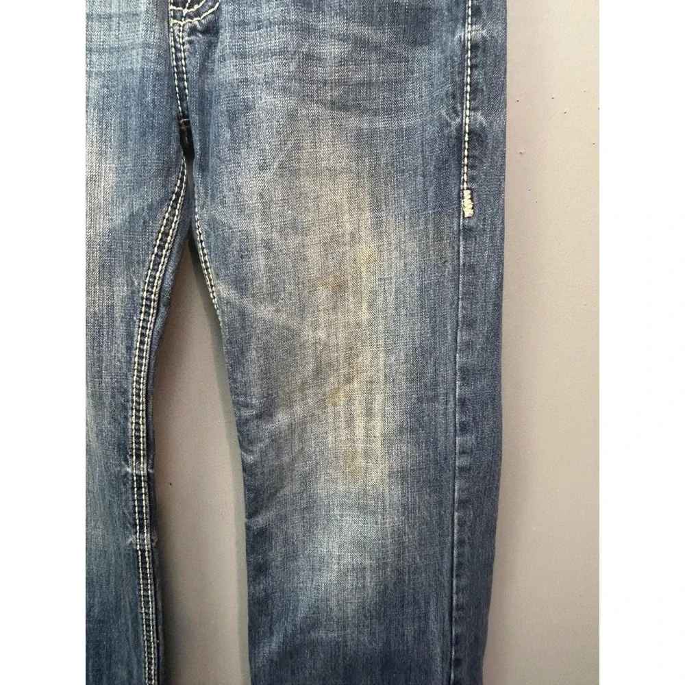 Men's Straight Jeans - Faded Blue Washed Denim